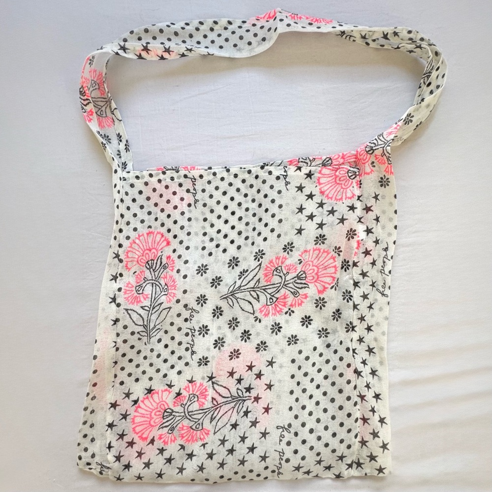 FREE PEOPLE Reusable Shopping/Tote Crossbody-Shoulder Bag Gauze Knit Boho -M Pnk